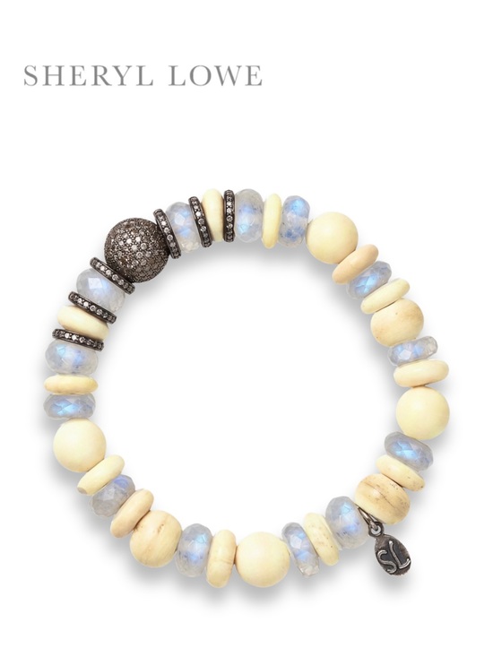 Sheryl Lowe Other - new Moonstone Bone Diamond Beaded Bracelet